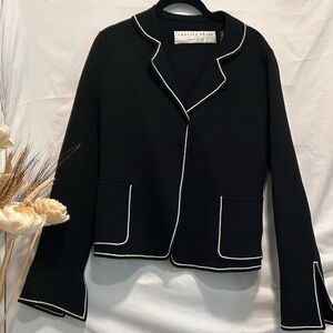 Vintage Charles Nolan New York 
Jacket Black White Trim Tailored Blazer 
Size 4